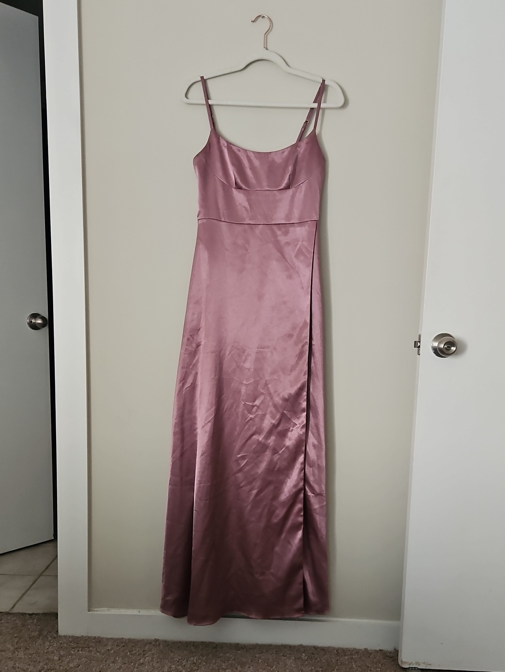 Satin Slip Maxi Dress in Metallic Satin Vintage Mauve